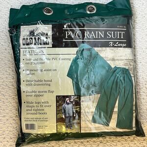 Old Mill PVC Rain Suit Men's XL Extra Large Green Jacket + Pants 2 Pc Unopened